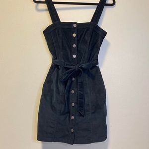 Corduroy Dress:Pockets on both sides, buttons down the front w/ Corduroy belt